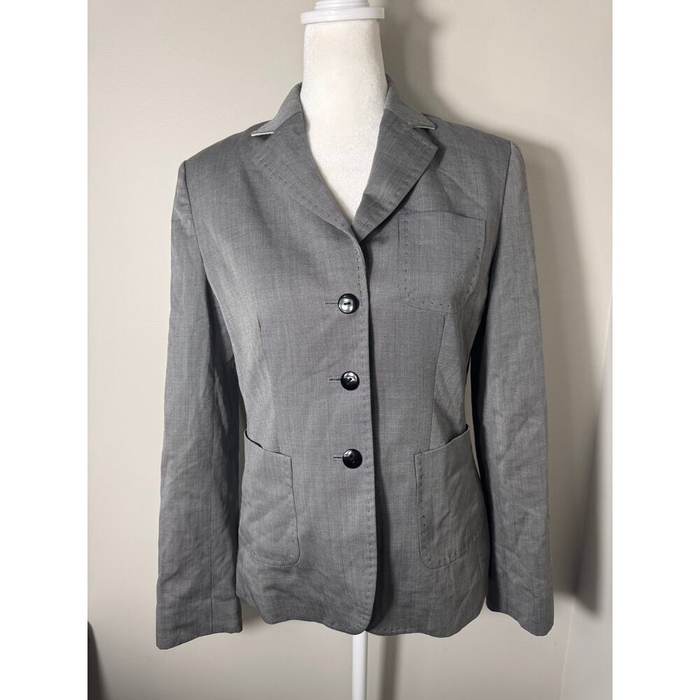 Brooks Brothers Italy Petite 2 Wool Silk Blazer Grey